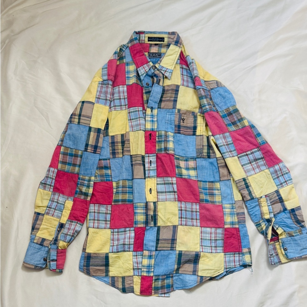 Gant Patchwork Madras Button Down Shirt Made In I… - image 1